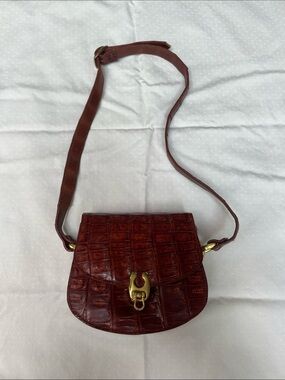 Vintage Red Crocodile Embossed Bag